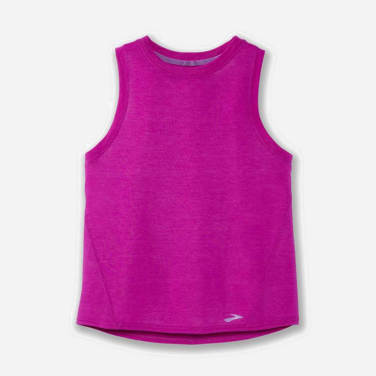 Brooks Distance Australia - Women's Running Tank Top - Heather Magenta (498153-WQC)